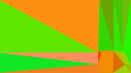 geometric triangle abstract background with dark orange, neon green and dark green colors for poster, cards, wallpaper or backdrop texture