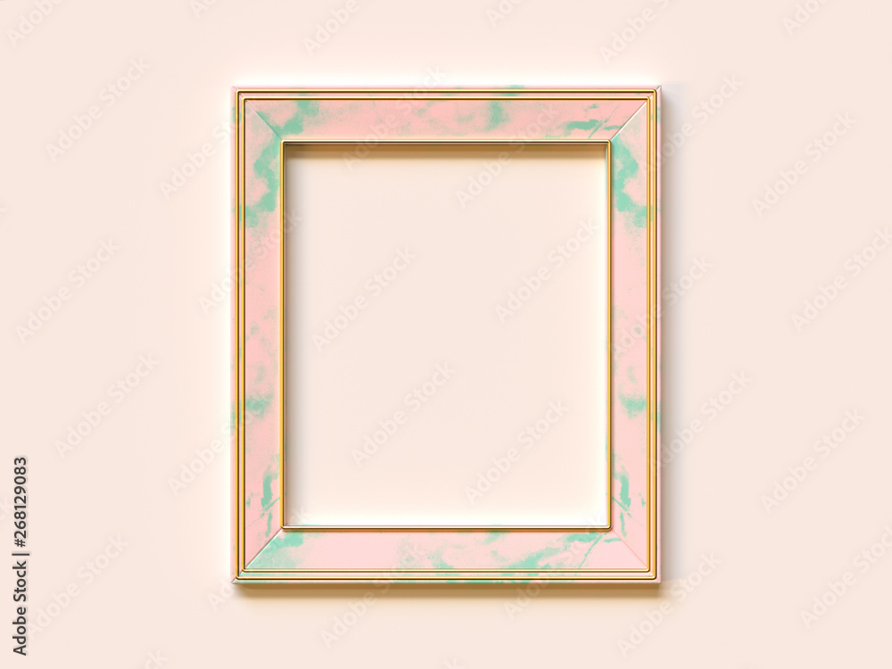 Poster blank pink green texture frame abstract minimal geometric shape flat lay soft pink/cream 3d renderin