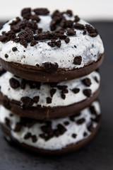 Donuts on stone background, close-up