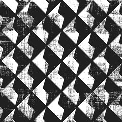 Grunge abstract geometric pattern. Square black and white backdrop.