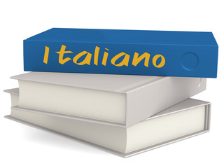 Hard cover books with Italiano word