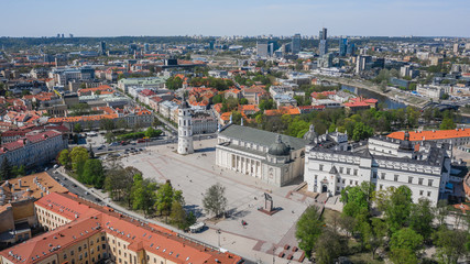 Naklejka na ściany i meble Aerial view of Vilnius old town