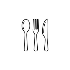Spoon, fork and knife, icon Vector illustration