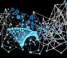 3-dimensional illustration of DNA molecular network,   Molecules of living things,   Concepts of body modification