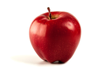 Fresh red apple fruit isolated on the white background with shadow