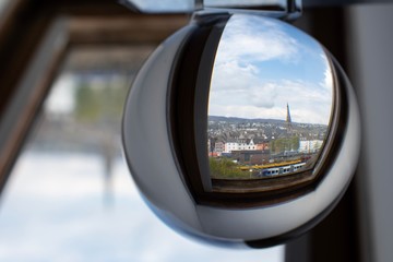 Moselle River in Germany through the glass ball 