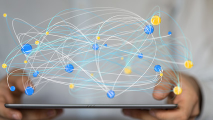 Stack of hands showing unity and teamwork 3d.