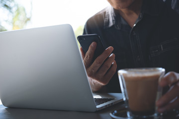 working at coffee shop