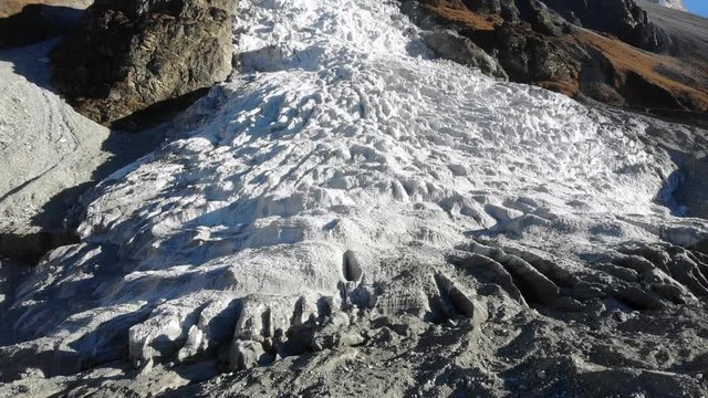 4k aerial dolly in glacial ice fall in Langtang Valley in Nepal