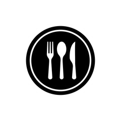Spoon, fork and knife, icon Vector illustration