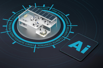 modern smart office with infographics