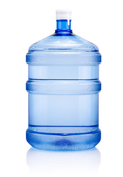 Big plastic bottle drinking water isolated on white background