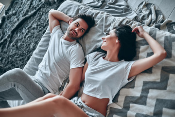 Happy couple at home