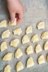 Spread the cottage cheese cookies on a baking sheet before cooking in the oven