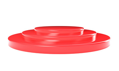 red wall blank cylinder floor 3d rendering