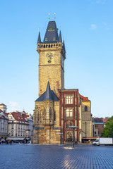 Fototapeta premium City Hall tower on Old Town square, Prague, Czech Republic