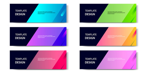 6 Set of Abstract geometric business banner template with vibrant dynamic color gradation in blue, purple, red, orange and green