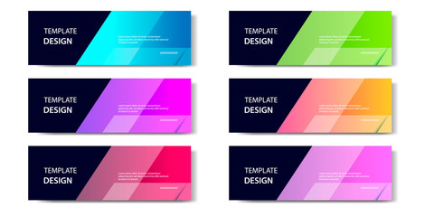 6 Set of Abstract geometric business banner template with vibrant dynamic color gradation in blue, purple, red, orange and green