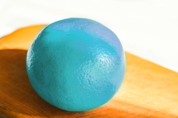 orange fruit with blue bark.