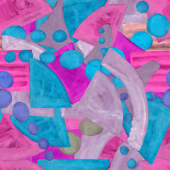 background formed by abstract figures of green colors with pink and light blue