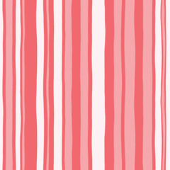 Coral Monocrhome Hand Drawn Wavy Uneven Vertical Stripes Vector Seamless Pattern. Classy Abstract Geo