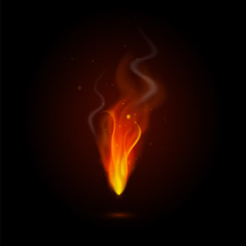 Realistic flame burning with fire sparkles
