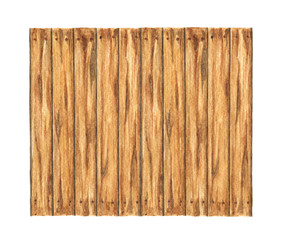 Old wood plank on white background, Watercolor painting.