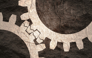 Mechanism of Gears. Communication Concept in Industrial Design. Modern brochure design template. Broken teeth