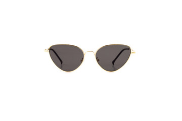 Black Triangular Sunglasses with Round Corners and Thin Frame, Front View