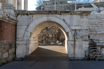 Fototapeta premium Ruins of Ancient Roman theatre of Philippopolis in city of Plovdiv, Bulgaria