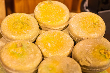 Shop cosmetic handmade solid shampoo different colors. The concept of Spa and care