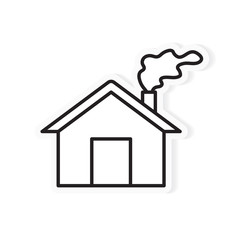 home emitting air pollution, smoke icon- vector illustration