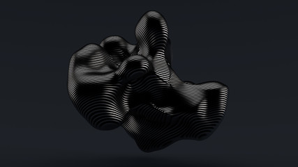 Abstract form on a black background. 3d illustration, 3d rendering.