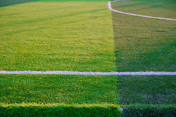 Football field grass with chalk line