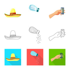 Vector design of cafe and Latin sign. Collection of cafe and national vector icon for stock.