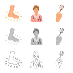 Isolated object of diet and treatment  logo. Collection of diet and medicine stock vector illustration.