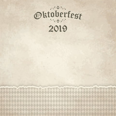Fototapeta na wymiar vintage background with checkered pattern for Oktoberfest 2019