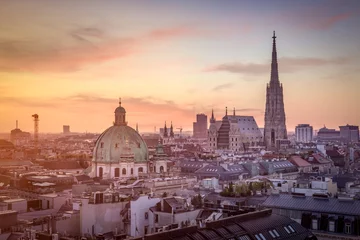 Foto op Canvas Skyline van Wenen met de Stephansdom, Wenen, Oostenrijk © mRGB