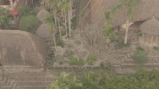 Traditional India eco-building school. Mayapur, India. 4k aerial ungraded