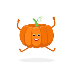 Pumpkin cartoon character isolated on white background. Healthy food funny mascot vector illustration in flat design.