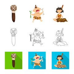 Isolated object of evolution  and prehistory logo. Set of evolution  and development  vector icon for stock.