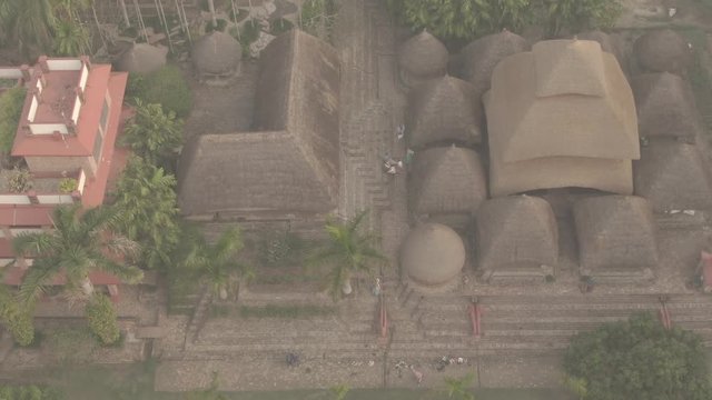Traditional India eco-building school. Mayapur, India. 4k aerial ungraded