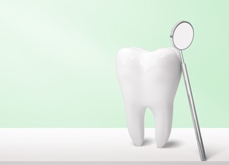Dentist mirror tooth white background isolated shape
