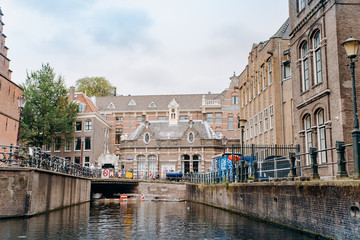 Amsterdam, Netherlands September 5, 2017 : Bridge over canal in Amsterdam