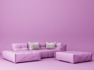 Furniture mock up on a purple background. -3d render.