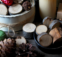 happy magic new Year wooden firewood