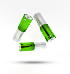 Isolated 3d battery recycle icon. Eco energy save banner.
