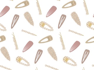 Hair clip.Fashionable hair pins. Romantic hair pins with pearls. Trendy and popular hair ornaments.