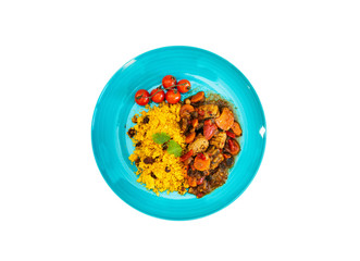 Kefta Tagine Moroccan Meatballs Served With Semolina and Vegetables