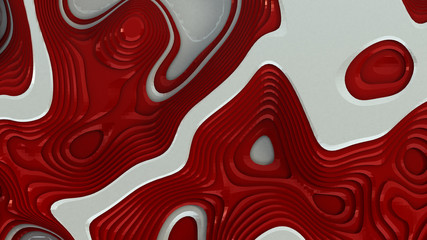 Red abstract relief line background. 3d illustration, 3d rendering.